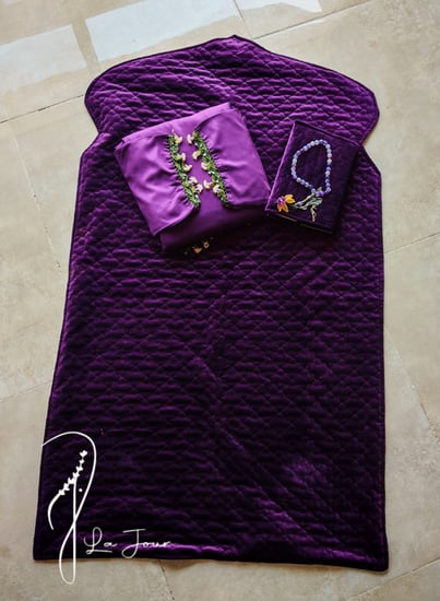 شرشف صلاة لف موف بالورد الاويا اصفر و ابيض الفاخر