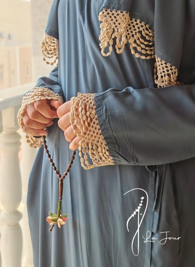 شرشف صلاة لف ازرق  تركوازي كروشيه فاخر و مميز