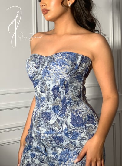 كورساج مشد جينز ازرق منقوش