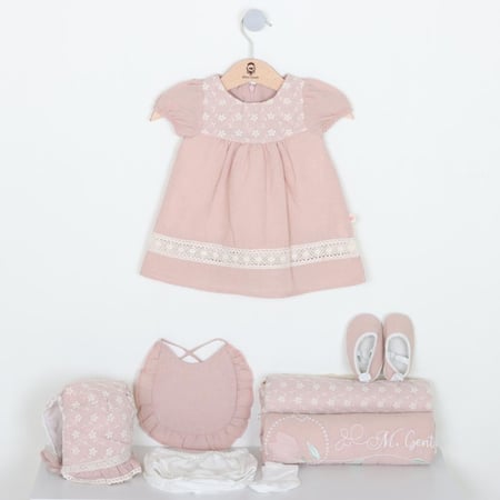 طقم فستان رضع - 7 قطع - من الولادة حتى شهرين