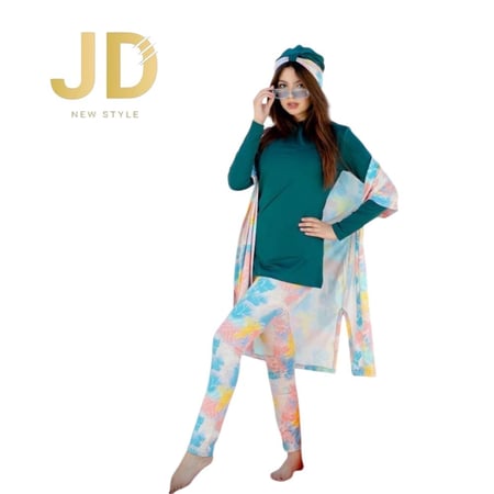 مايوه سباحة نسائي بثلاث قطع بألوان صيفية