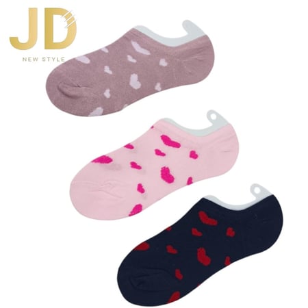 طقم جوارب خفية نسائية بنقشة شفاه بألوان جريئة