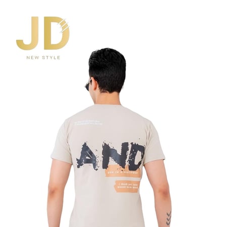 طقم شبابي تيشيرت أسود بطبعة مع بنطال كارغو رمادي فاتح من JD New Style
