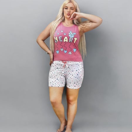 طقم بجامة قطن قلوب