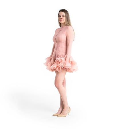 فستان وردي قصير