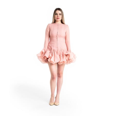 فستان وردي قصير