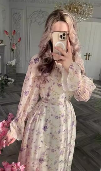 فستان ستايل فرنسي مزهر