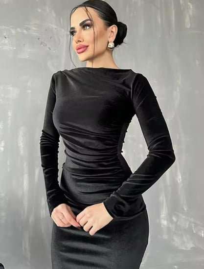 فستان ميدي مخملي