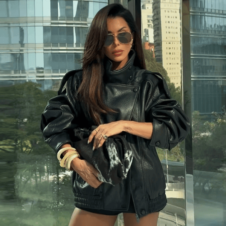 جاكيت جلد اسود