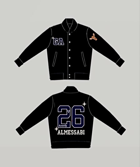 جاكيت نسائي للتخرج قطن بتطريز وأكمام جلد راقية.