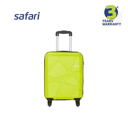 حقيبة سفر صغيرة من سفاري بينتاغون 55 سم مصنوعة من مادة البولي بروبيلين الصلبة ذات العجلات الأربع - حقيبة عربة باللون الأخضر الليموني | صنع في الهند