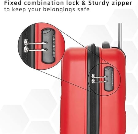 مجموعة سفاري بينتاغون 3 قطع 55 و65 و75 سم - صغيرة ومتوسطة وكبيرة - مصنوعة من مادة البولي بروبيلين - 4 عجلات تدور 360 درجة - مجموعة من 3 قطع - أحمر كرزي | صنع في الهند