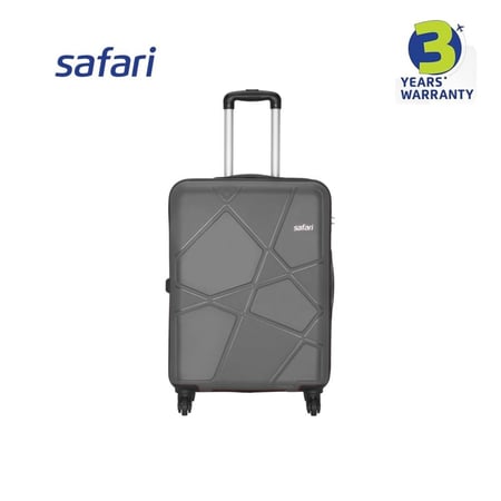 حقيبة سفر سفاري بنتاغون متوسطة الحجم مقاس 66 سم مصنوعة من مادة البولي بروبيلين الصلبة ذات العجلات الأربع - حقيبة عربة باللون الرمادي الداكن | صنع في الهند