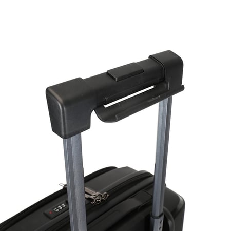 حقيبة سفر برينس بي بي (٨ عجلات) - مقاس ٢٠ بوصة من إيروفليكس | فتحة أمامية | حجرة كمبيوتر محمول | مقبض لحمل الهاتف | سحاب مزدوج مضاد للسرقة | سعة ٤٠ لترًا - أسود