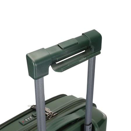 حقيبة سفر برينس بي بي (٨ عجلات) - مقاس ٢٠ بوصة من إيروفليكس | فتحة أمامية | حجرة كمبيوتر محمول | مقبض لحمل الهاتف | سحاب مزدوج مضاد للسرقة | سعة ٤٠ لترًا - أخضر داكن