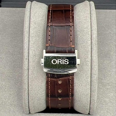 ساعة Oris Rectangular الأوتوماتيكية مع قفل فضي وسوار جلد فاخر باللون ا