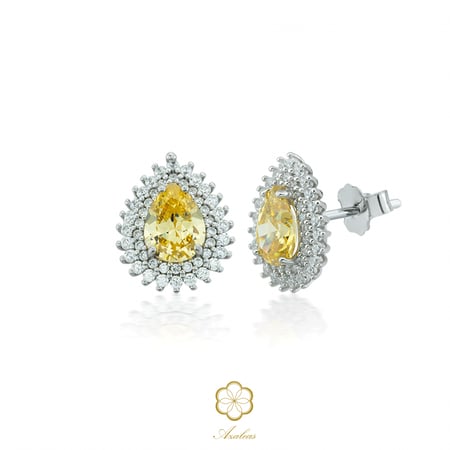 حلق فضة مع حجر اصفر