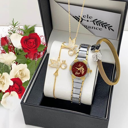طقم هدايا نسائي فخمه هدايا ساعات نسائية العيد لزوجتي لأمي افكار العيد