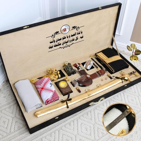 بوكس رجالي ملكي أجمل هدية للرجل هدايا رجالية فخمة بشت للعيد سيف قماش