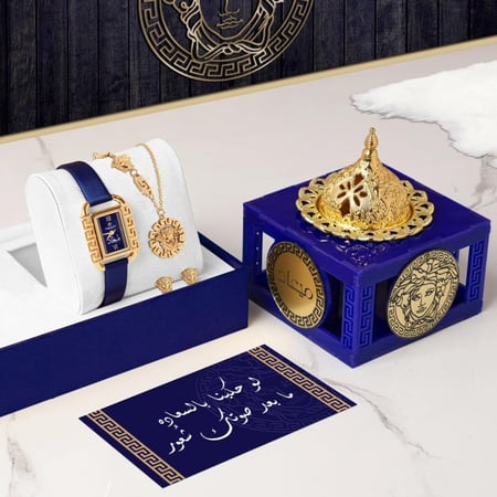طقم نسائي ساعه مبخره ساعات هدايا نسائية فخمه سلسال بالاسم هديه للنساء