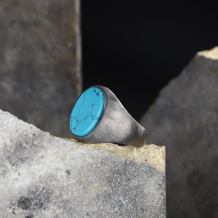 خاتم راقي فضه خالصه بحجر فيروز