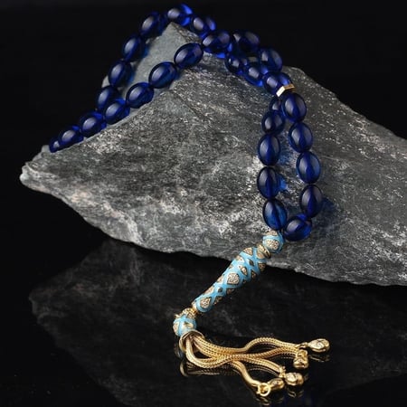 سبحة راقية من احجار الفاتوران برأس من الفضة الخالصة