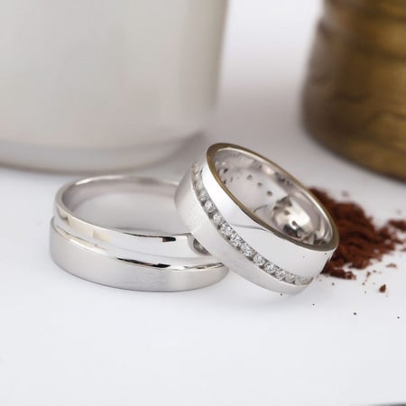 دبلتين نسائية ورجالية راقية من الفضة الخالصة