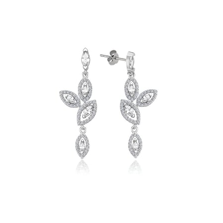 حلق راقي فضة خالصة بفصوص السوارفيسكي