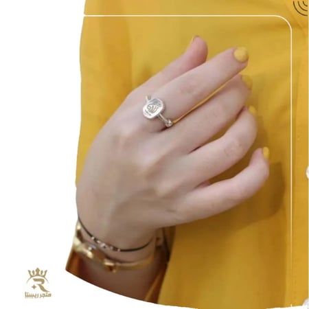 خاتم فضه خالص نسائي بالاسم