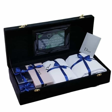 بوكس هدية رجالي فاخر يحتوي قماش شماغ نظارة عطر فخم وكبك