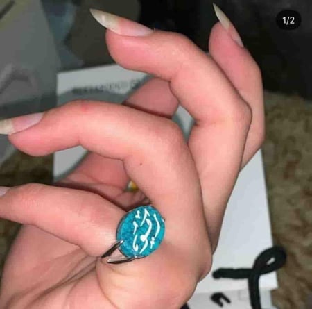 خاتم ملكي نسائي لون بحري فيروزي