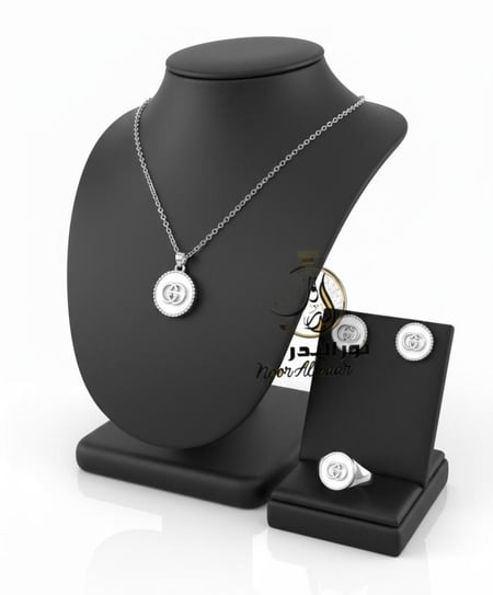 تألقي بأناقة لاتضاهي طقم سلسال مع حلق ( ذهبي او فضي )-13