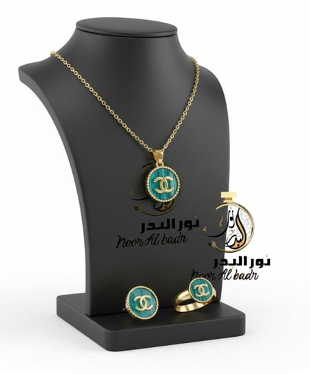 تألقي بأناقة لاتضاهي طقم سلسال مع حلق ( ذهبي او فضي )-12