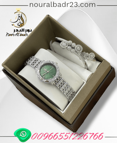طقم ساعة نسائي أنيق مع اسواره وخاتم وعلبه فخمه-متجر نور البدر -0010