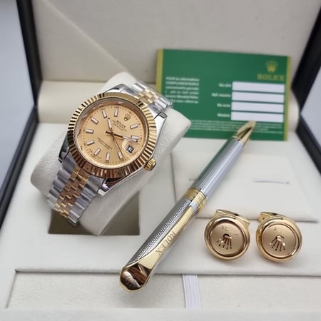 عروضنا مستمره جديد الاطقم الرجالي ماركة رولكس رجالي ساعه + قلم + كبك مع علبه فخمه لطقم عرض خااص0013
