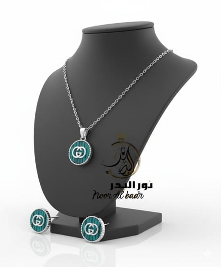 تألقي بأناقة لاتضاهي طقم سلسال مع حلق ( ذهبي او فضي )-13