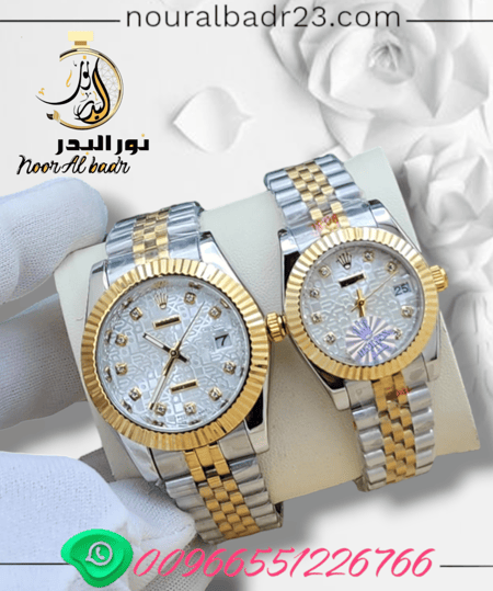 طقم ساعات 2 رجالي + نسائي ماركه ROLEX ساعه ماركه رولكس الفاخره درجه اولى طبق مكينه ياباني مع علبة باسم الماركه-متجر نور البدر0104