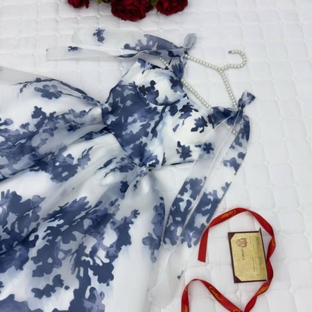 فستان مشجر ازرق