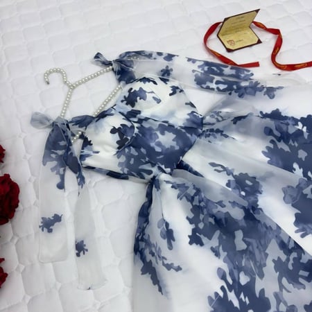 فستان مشجر ازرق