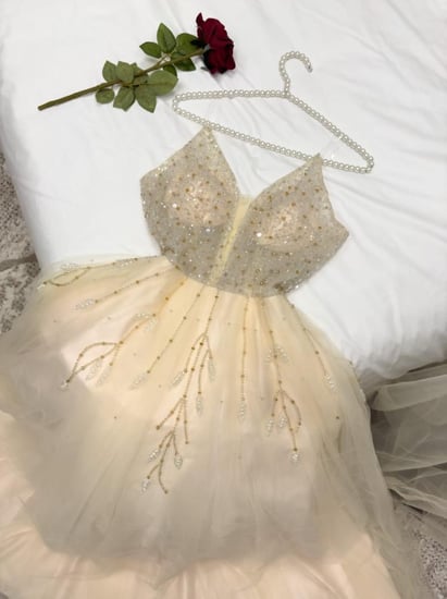 فستان سهرة طويل سكري خامه تركي