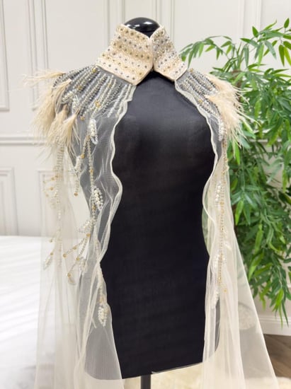 فستان سهرة طويل سكري خامه تركي