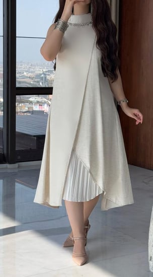 فستان العيد بيج فخم لكرى وكتان