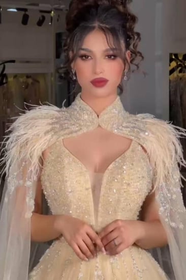 فستان سهرة طويل سكري خامه تركي