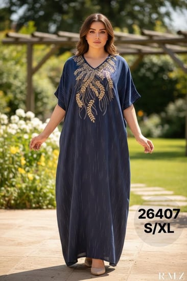 جلابية نسائي نص كم مطرز S/XL 26407