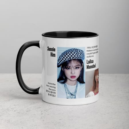 كوب بطباعة عضوات بلاكبينك Blackpink ملون من الداخل وعلى اليد