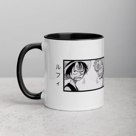 كوب برسم مانجا زورو ولوفي Zoro x Luffy من ون بيس ملون من الداخل وعلى اليد