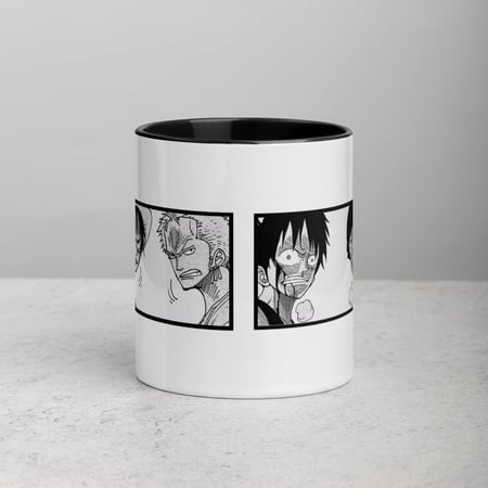 كوب برسم مانجا زورو ولوفي Zoro x Luffy من ون بيس ملون من الداخل وعلى اليد