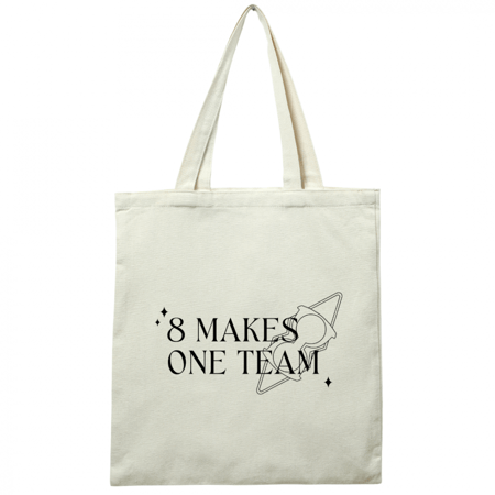 شنطة قماشية Tote bag بطباعة ايتيز Ateez وعبارة 8 makes one team