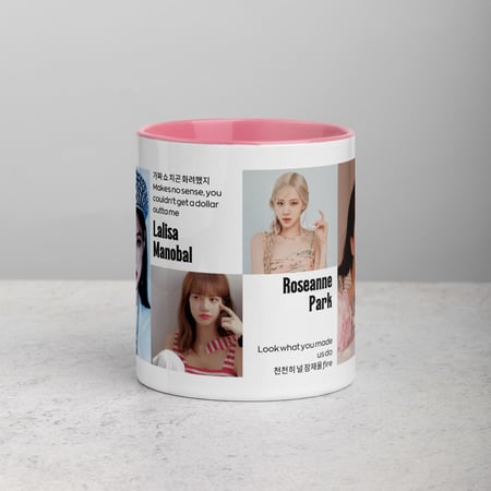 كوب بطباعة عضوات بلاكبينك Blackpink ملون من الداخل وعلى اليد