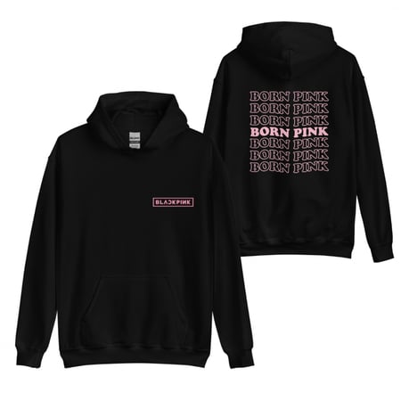 هودي بـ شعار بلاكبينك Blackpink وطباعة born pink من الخلف